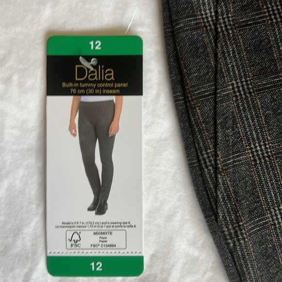 NWT Dalia Grey Plaid Tummy Control Pants sz 12 - Picture 4 of 6